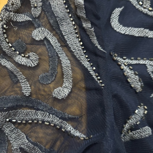 JS Collections V-NECK BEADED EMBROIDERED GOWN Size 2 New With Tag Navy Blue - Picture 8 of 8